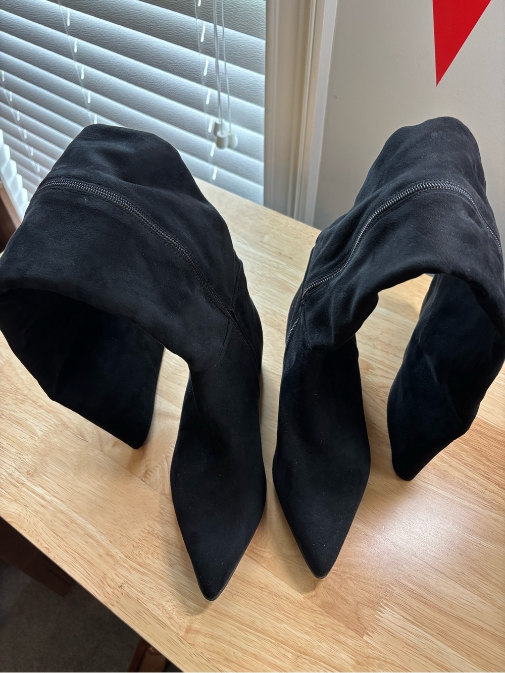 On 34th Women's Black Suede Over The Knee High Boots Size 5M Gabriella Full Zip